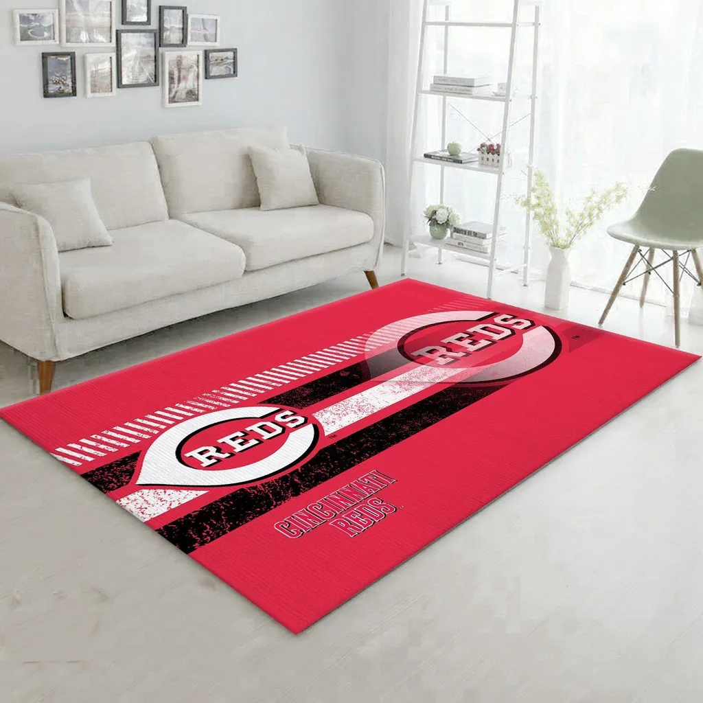 Cincinnati Reds Rug - Area Perfect for Living Room Decor Black and Red