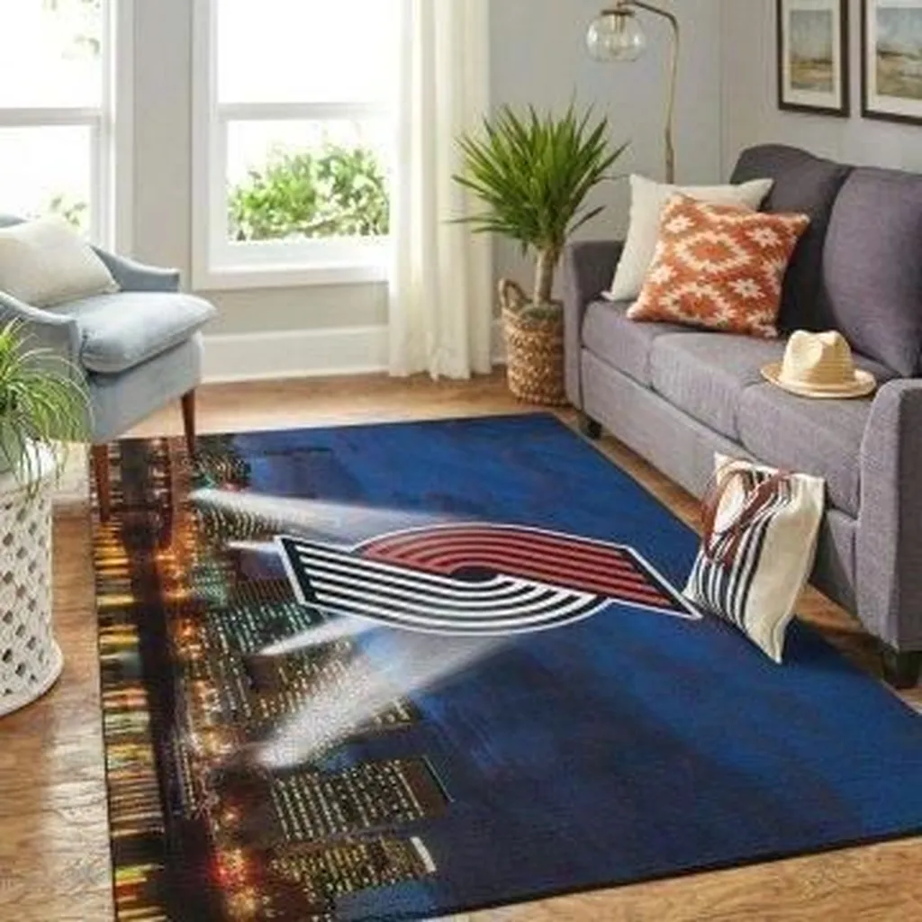 Cityscape Rug Modern Living Room Decoration Blue and Red