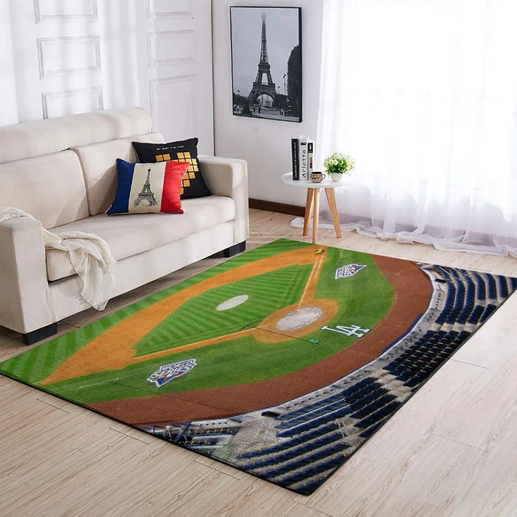 Classic Baseball Diamond Field Rug Green and Brown