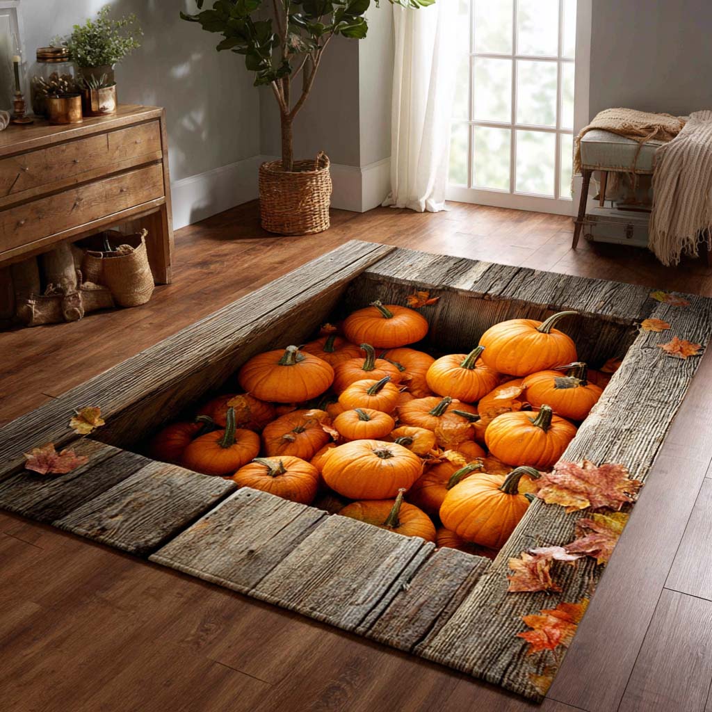 Classic Pumpkin Nest Halloween Area Rug - Non-Slip Washable 3D Print Rug for Living Room & BedroomTVC2108345