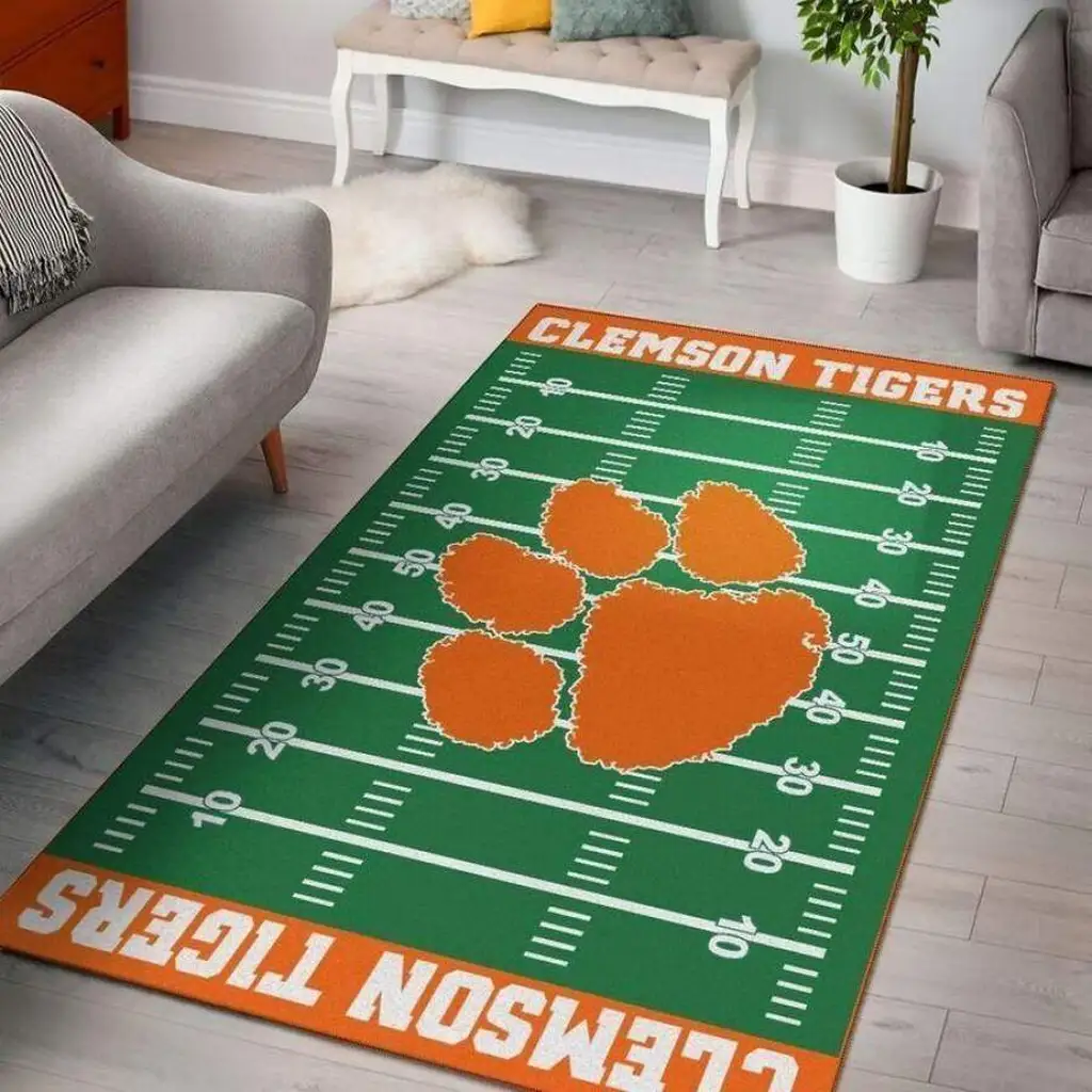 Clemson Tigers Rug - Football Field Area Fans Green and Orange