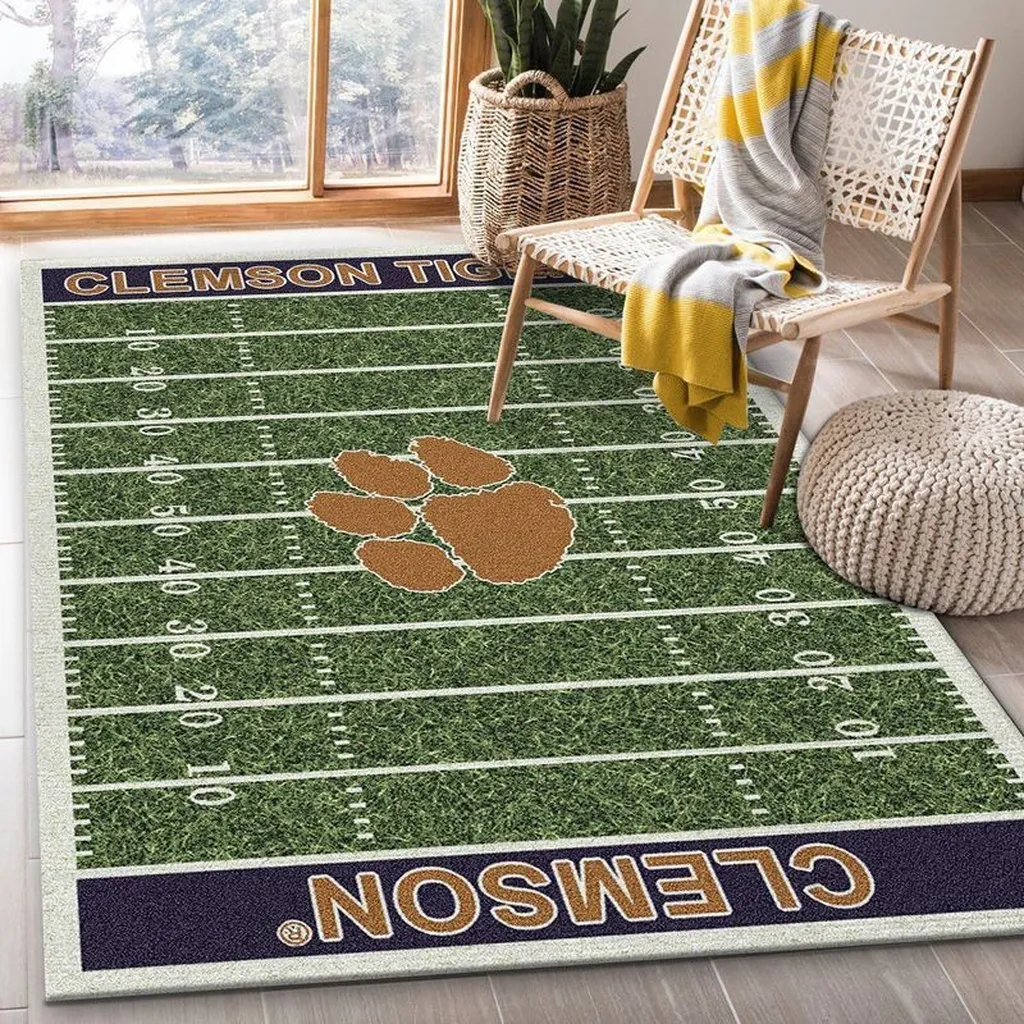 Clemson Tigers Rug - Football Field Area for Home Green and Brown
