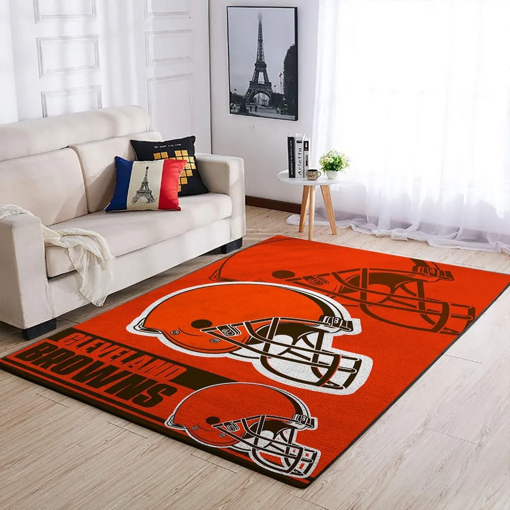 Cleveland Browns Rug - Area Football Helmet Carpet Orange and Brown