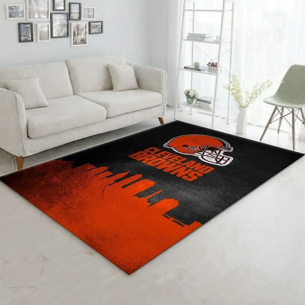 Cleveland Browns Rug - Area Perfect for Living Room Decor Black and Orange