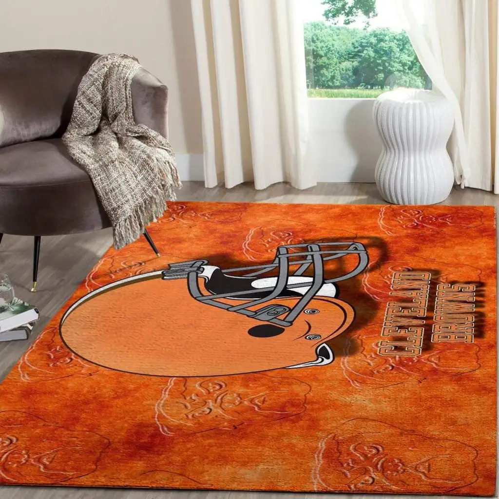 Cleveland Browns Rug - Football Helmet Area Fans Orange and Gray