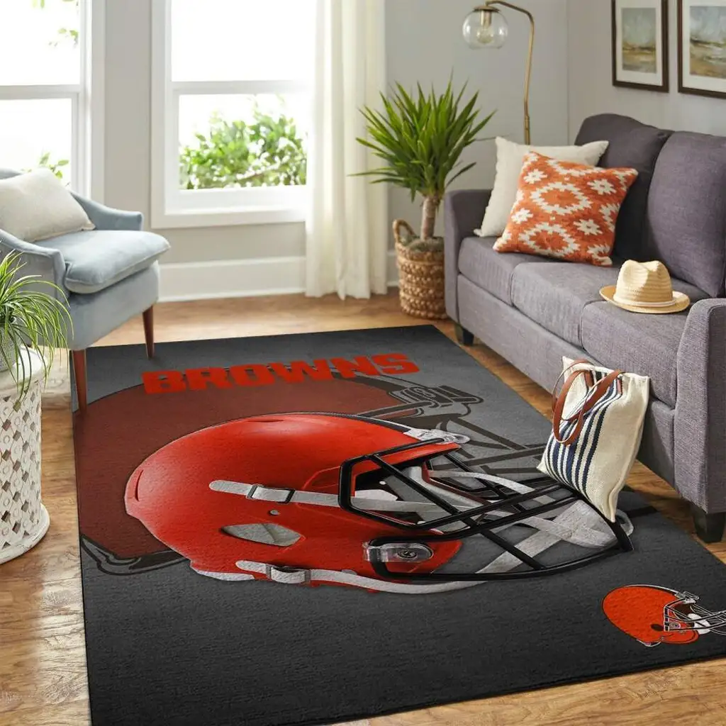 Cleveland Browns Rug - Football Helmet Area NFL Black and Orange