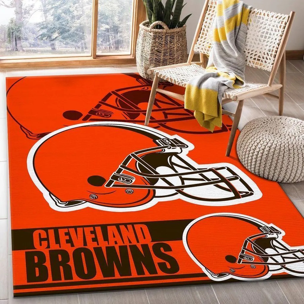 Cleveland Browns Rug - Football Helmet Area Orange and Brown