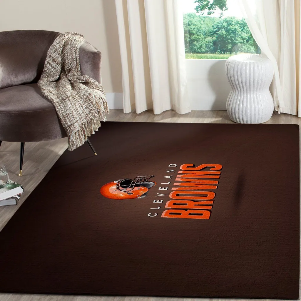 Cleveland Browns Rug - Football Helmet Fan Area Orange and Brown