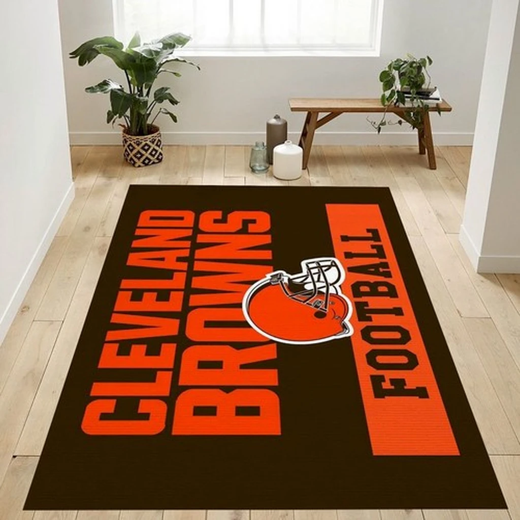 Cleveland Browns Rug - Football Perfect for Fans Orange and Brown