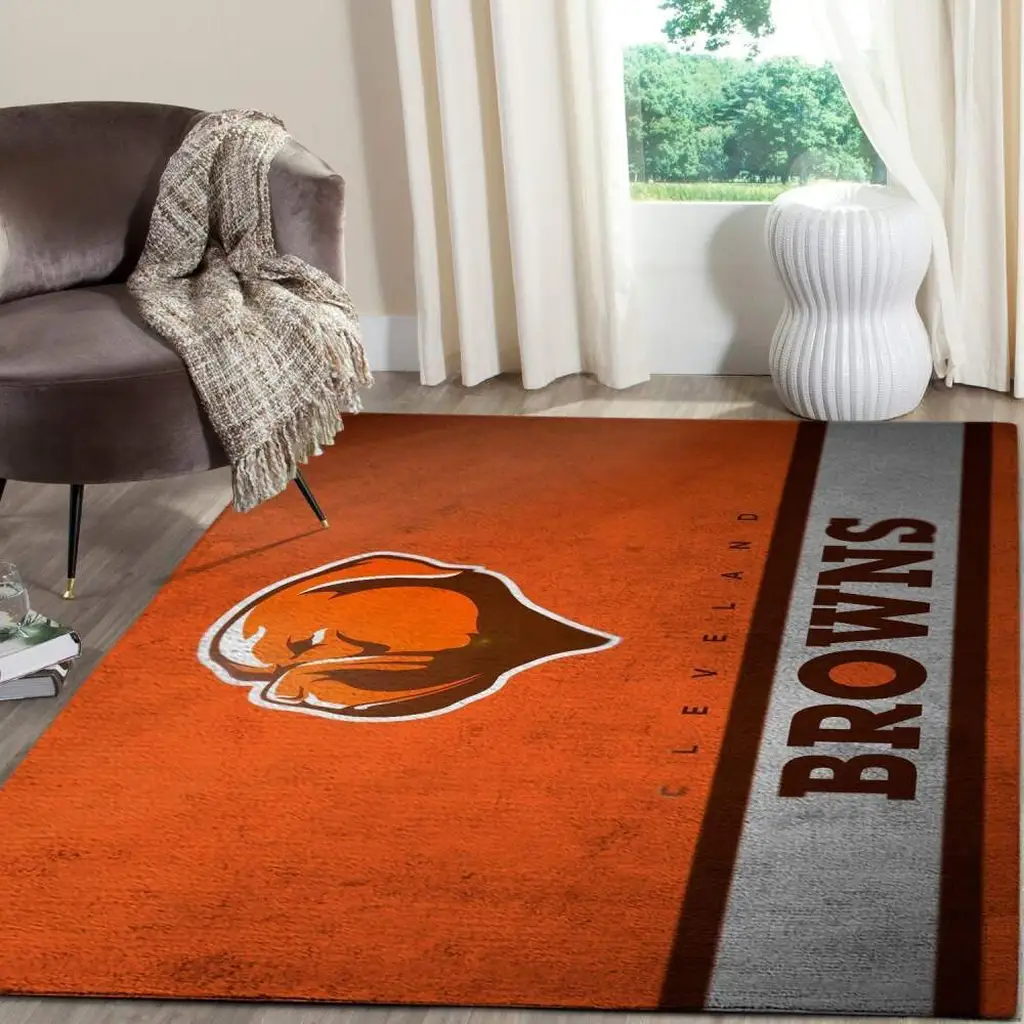 Cleveland Browns Rug - for Living Room Decor and Flooring Orange and Brown