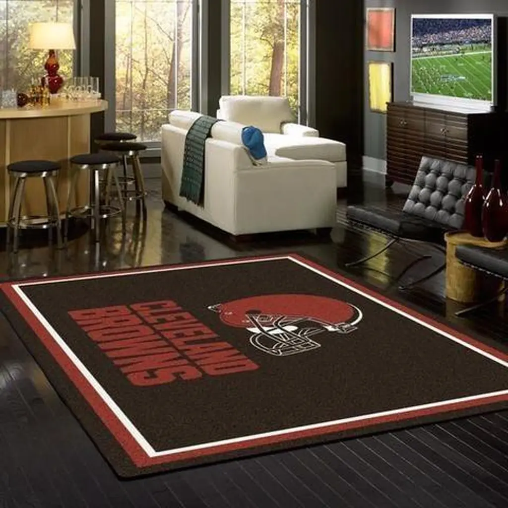 Cleveland Browns Rug - Living Room Colors Carpet Red and Brown