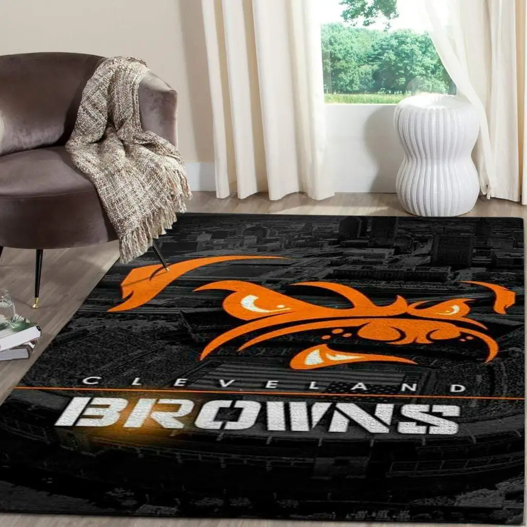 Cleveland Browns Rug - NFL Football Area Carpet Black and Orange