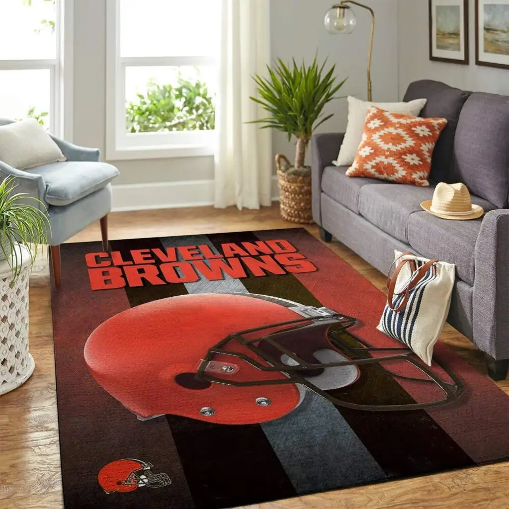 Cleveland Browns Rug - NFL Football Team Design Black and Orange
