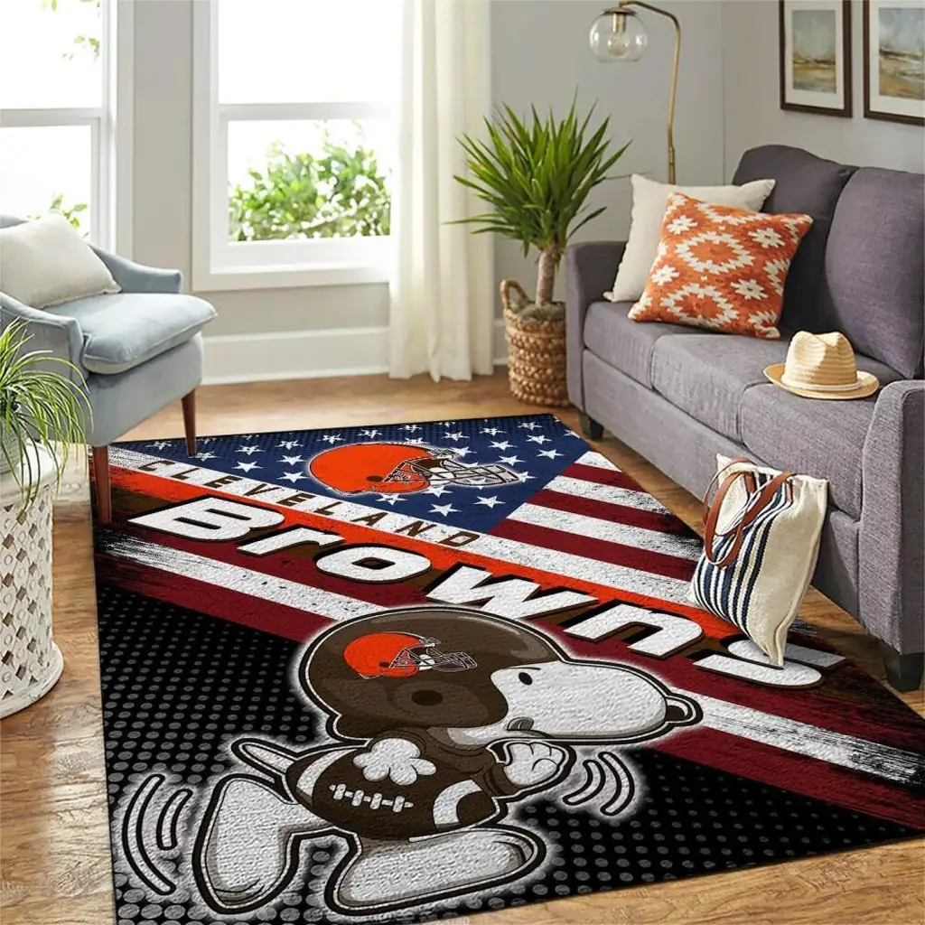 Cleveland Browns Rug - NFL Snoopy Football Carpet Black and Brown