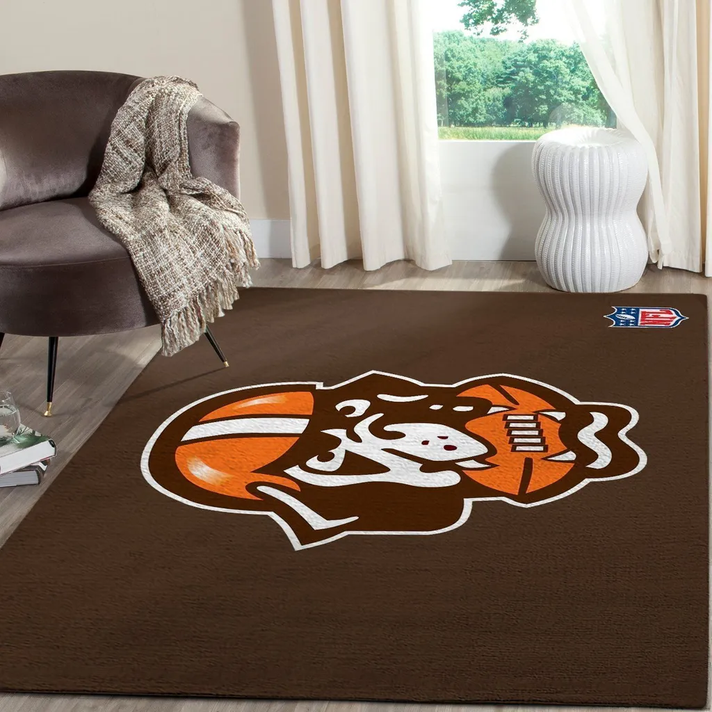 Cleveland Browns Rug - NFL Team Logo Area Colors Orange and Brown