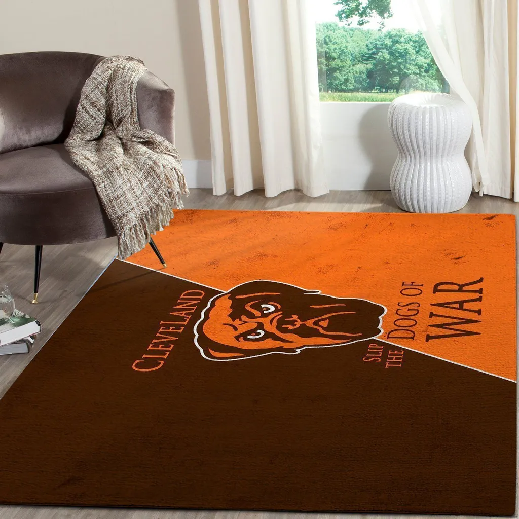 Cleveland Browns Rug - Slip the Dogs of War Decor Orange and Brown