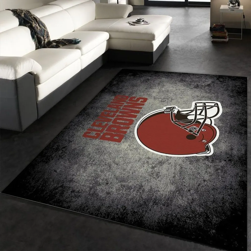 Cleveland Browns Rug - Team Helmet Area for Fans Brown and Gray