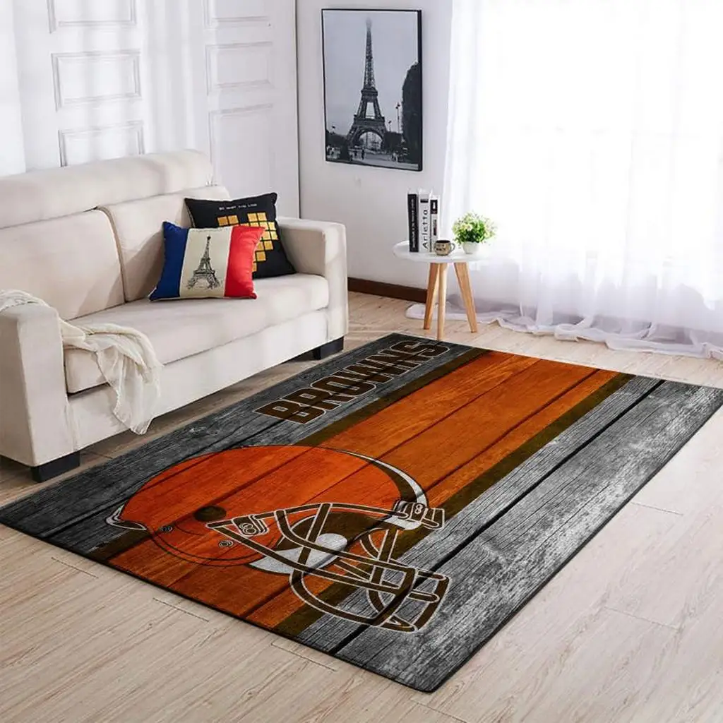 Cleveland Browns Rug - Vintage Wood Style Area Orange and Gray