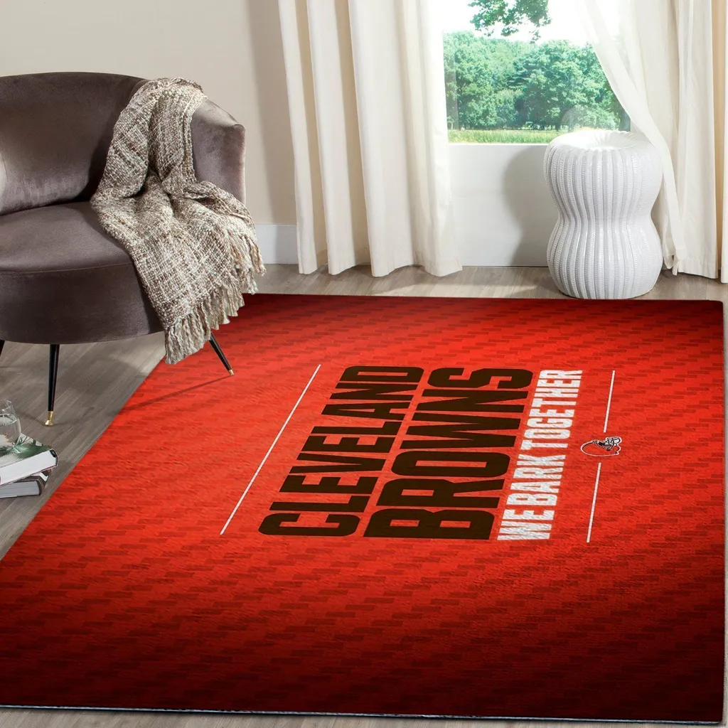 Cleveland Browns Rug - We Bark Together Carpet Decor Red and Brown