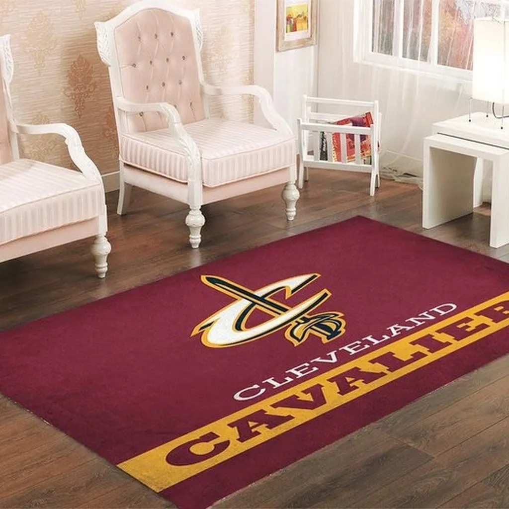 Cleveland Cavaliers Rug - Area for Living Room Decor Burgundy and Yellow