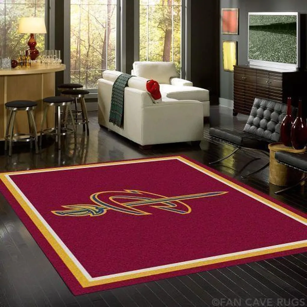 Cleveland Cavaliers Rug - Basketball for Living Room Red and Yellow