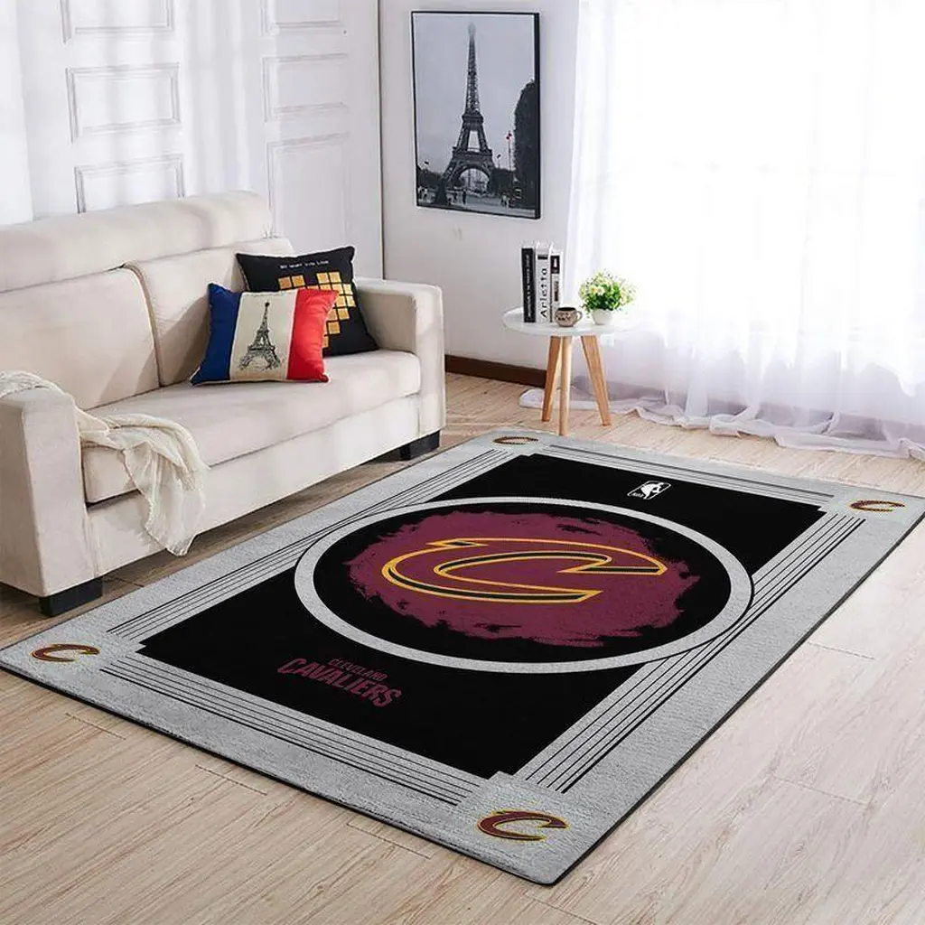 Cleveland Cavaliers Rug - NBA Basketball Area Design Black and Gray