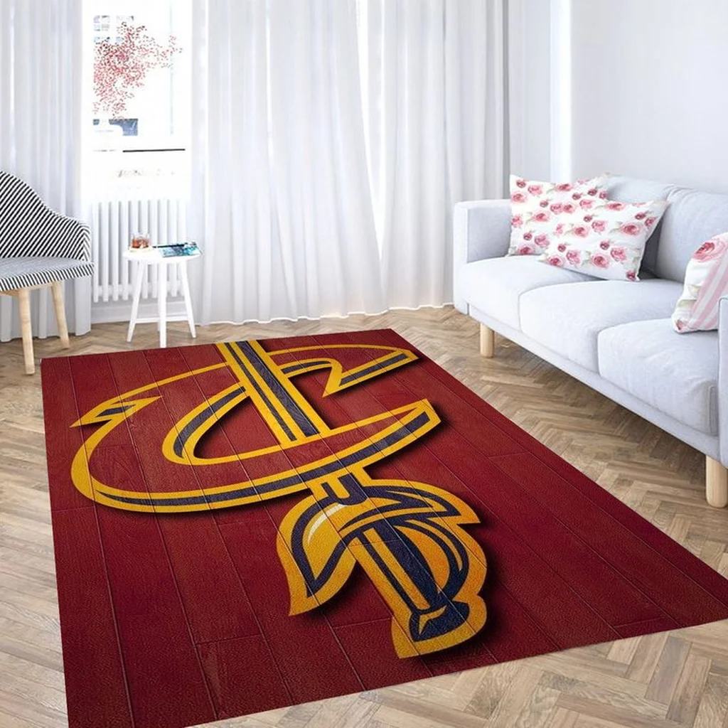Cleveland Cavaliers Rug - Perfect for Living Room Decor Red and Yellow
