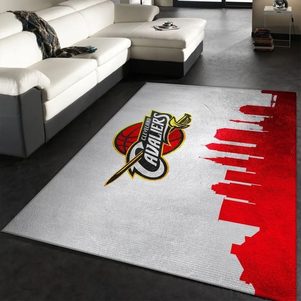 Cleveland Cavaliers Rug - Skyline Basketball Floor Mat Red and White
