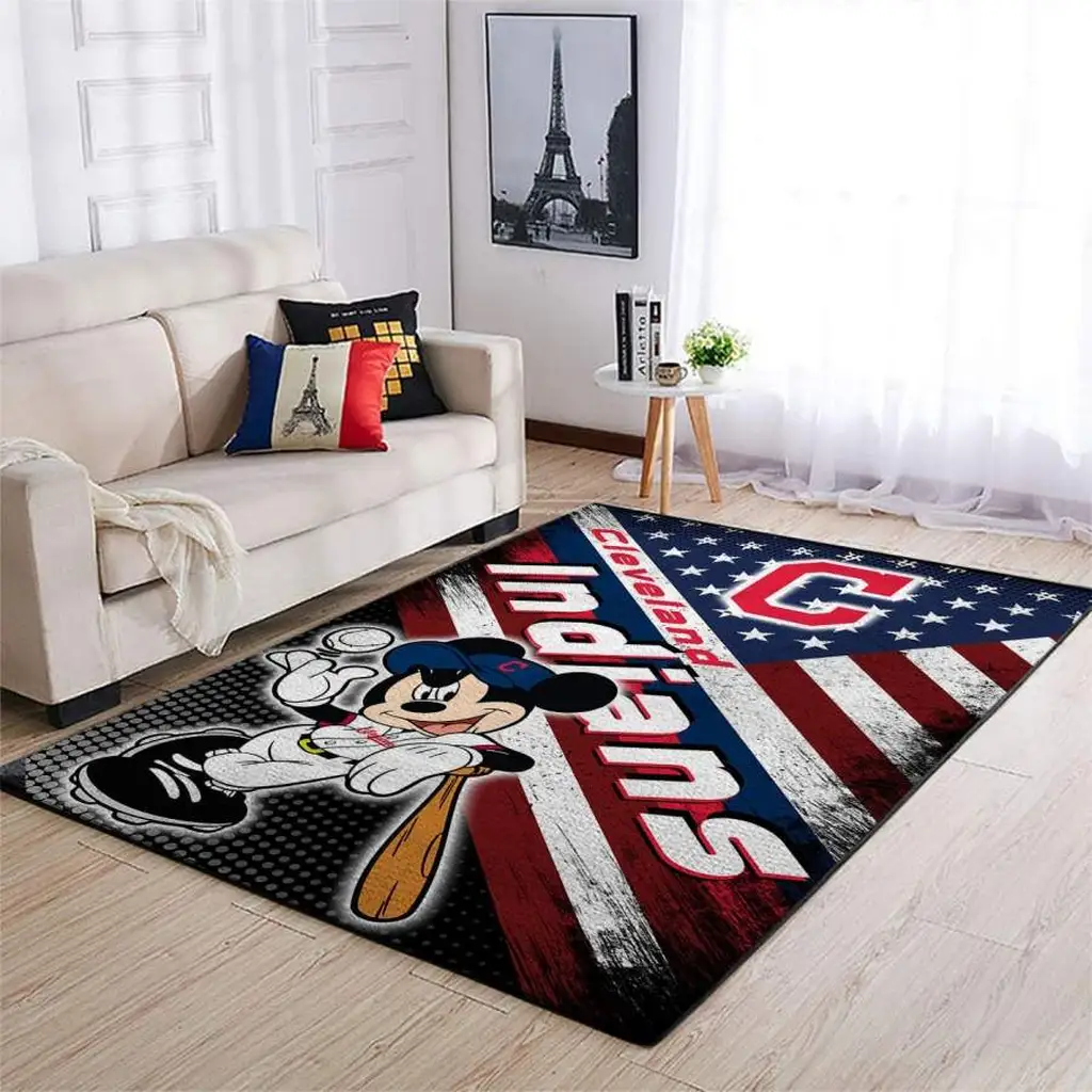 Cleveland Indians Rug - Vintage Baseball Team Design Blue and Red