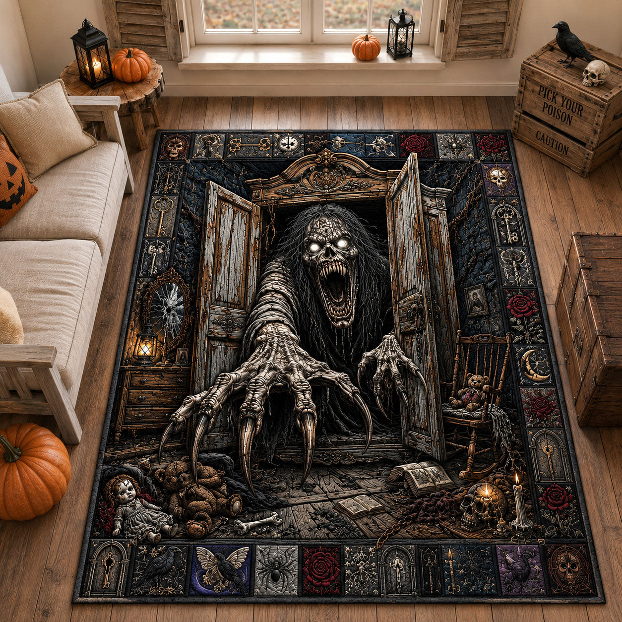 Closet Of Nightmares Area Rug - Non-Slip Washable 3D Print Rug for Living Room & BedroomTVC2108423