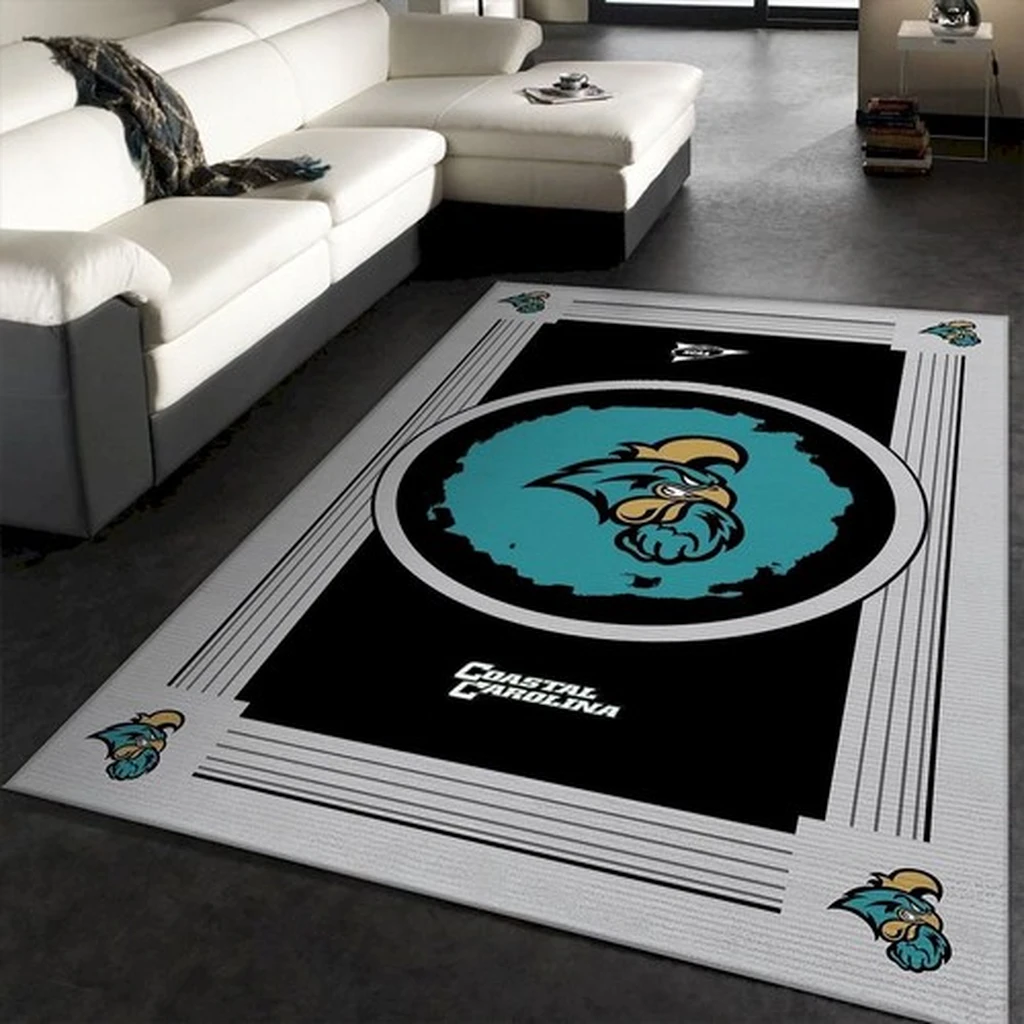 Coastal Carolina Area Rug Perfect for Living Room Decor Black and Teal