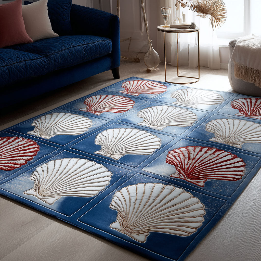 Coastal Shells Area Rug - Non-Slip Washable 3D Print Rug for Living Room & BedroomTVC2108345