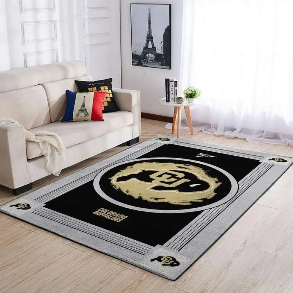 Colorado Buffaloes Rug for Living Room Decor Beige and Black