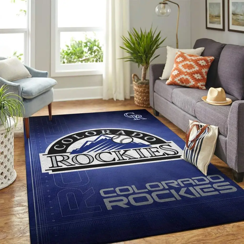 Colorado Rockies Rug - for Living Room Home Decor Blue and White