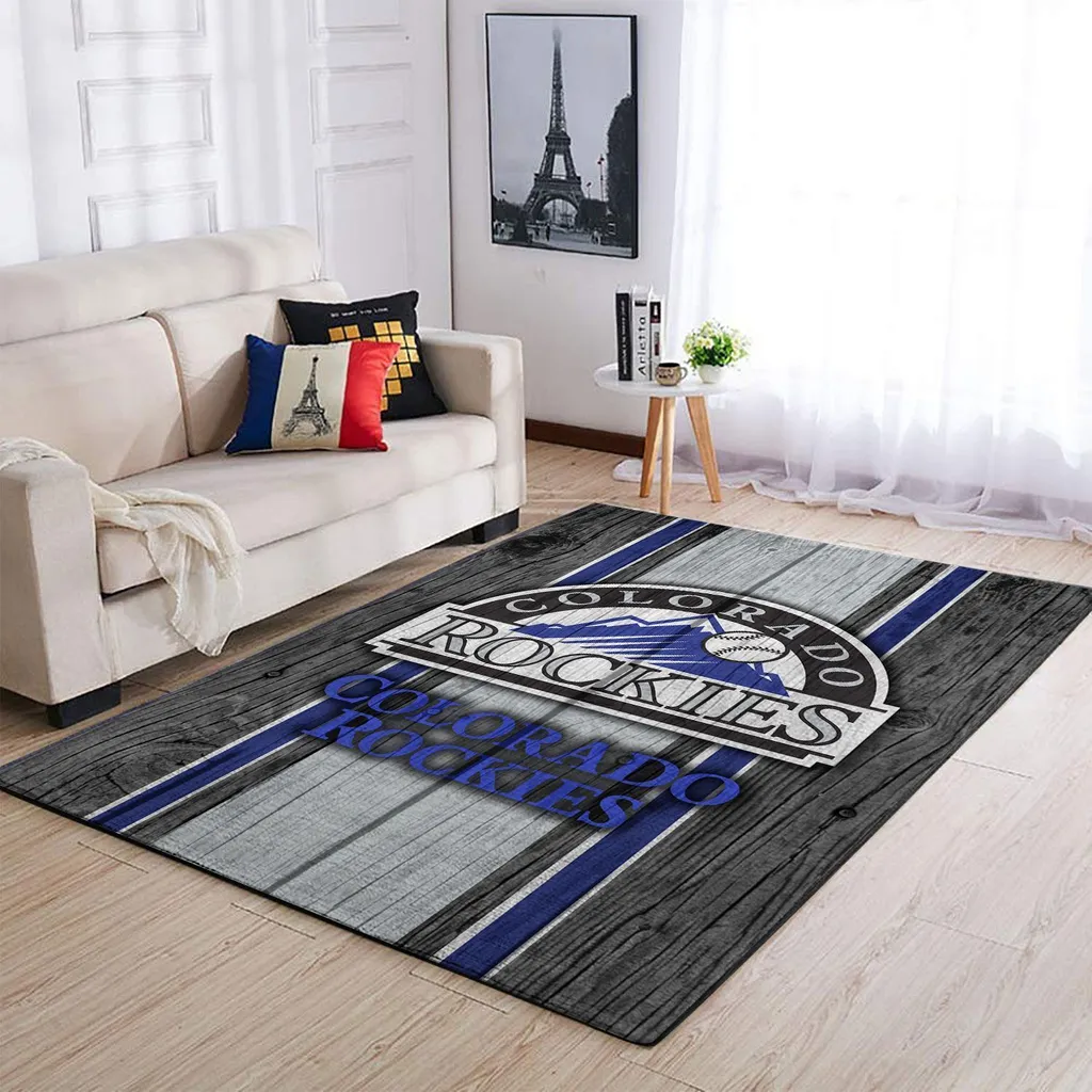 Colorado Rockies Rug - Wood Patterned Area for Living Room Blue and Gray