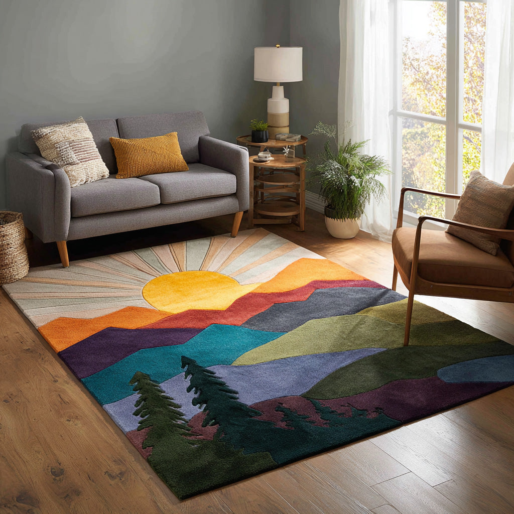 Colorful Peaks Area Rug - Non-Slip Washable 3D Print Rug for Living Room & BedroomTVC2108343