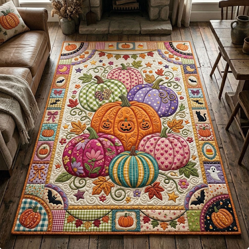 Colorful Pumpkin Halloween Area Rug - Non-Slip Washable 3D Print Rug for Living Room & BedroomTVC2108423