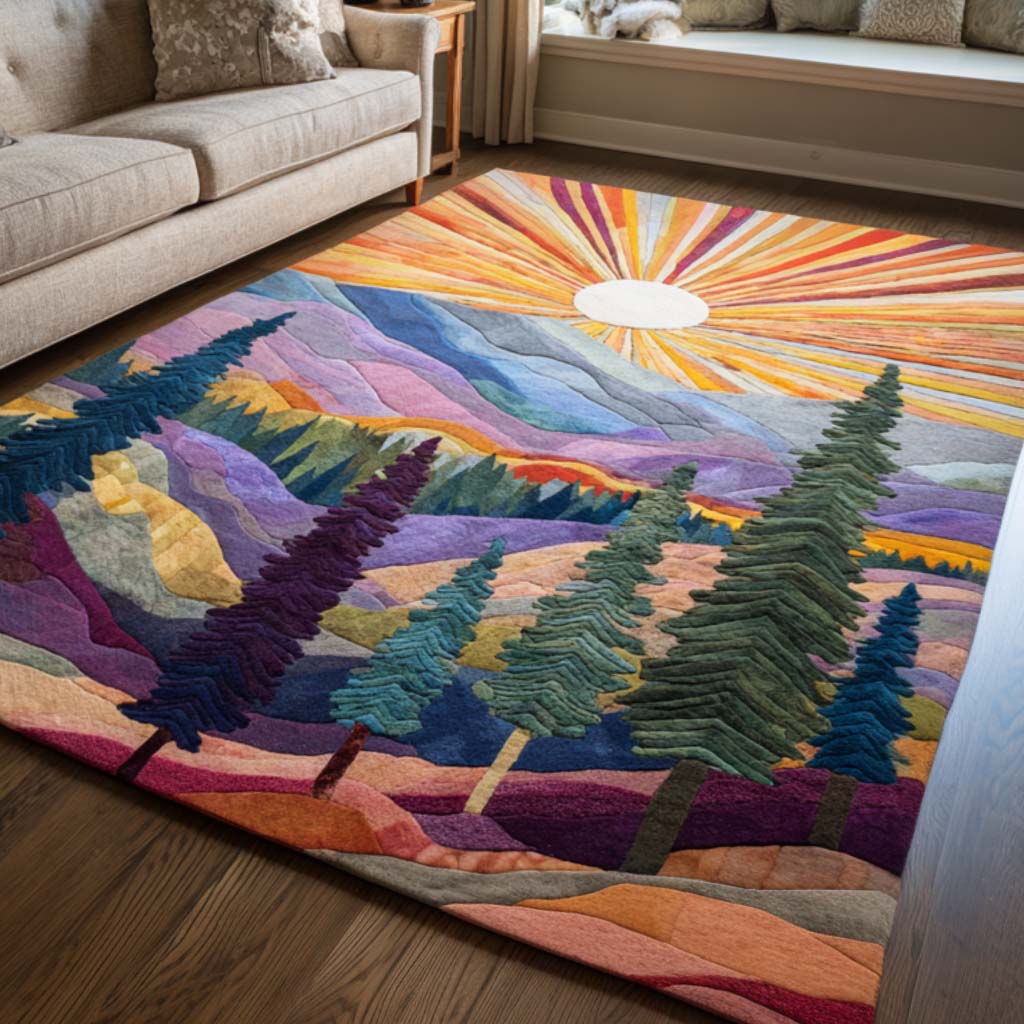 Colorful Sunrise Area Rug - Non-Slip Washable 3D Print Rug for Living Room & BedroomTVC2108343