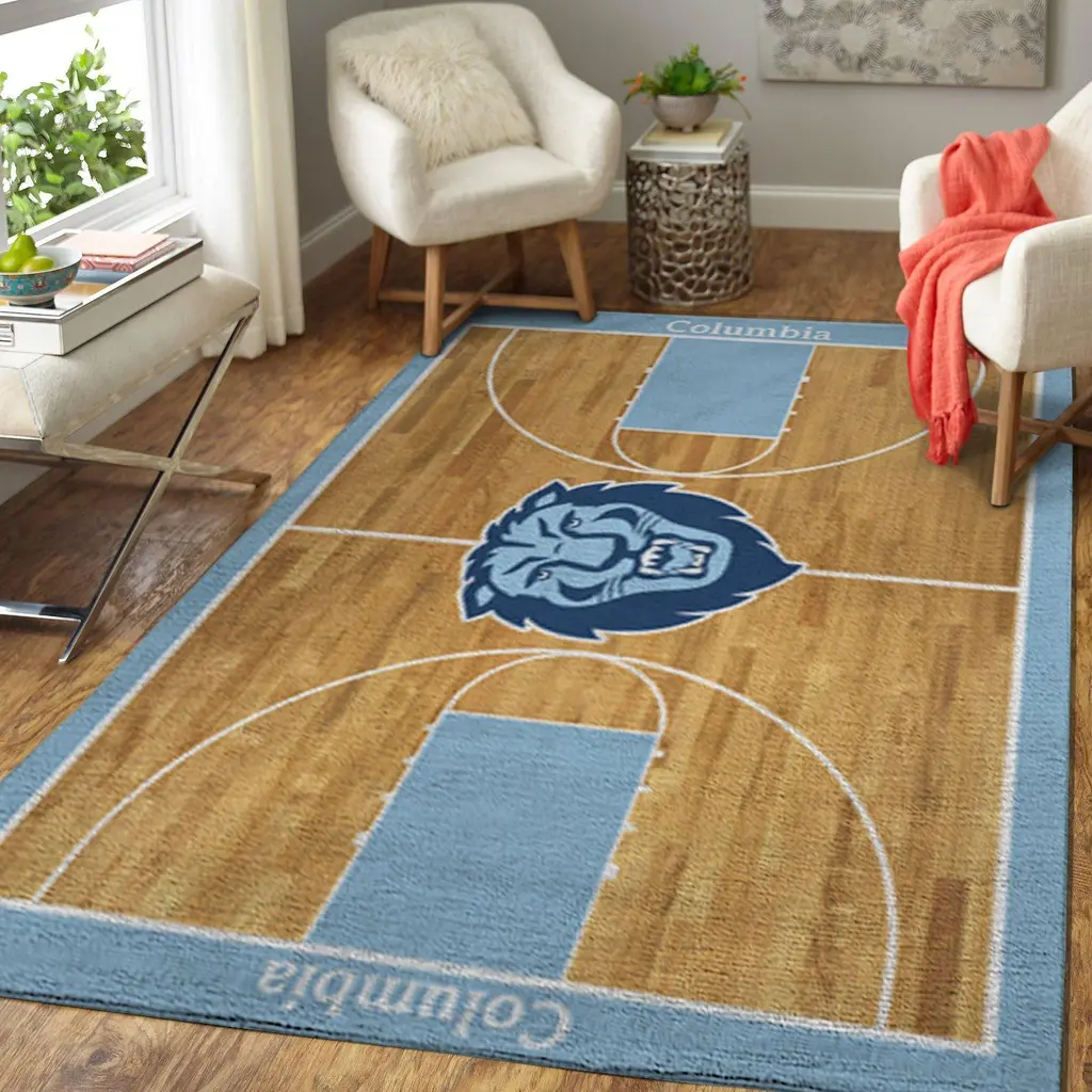 Columbia Basketball Court Rug with Team Colors Blue and Yellow