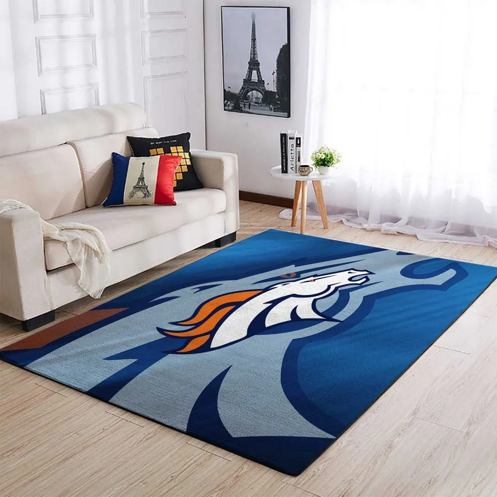 Contemporary Bone Art Rug for Modern Living Room Decor Blue and Orange