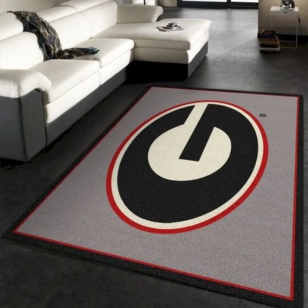 Contemporary Floor Mat Durable Modern Design Rug Black and Gray