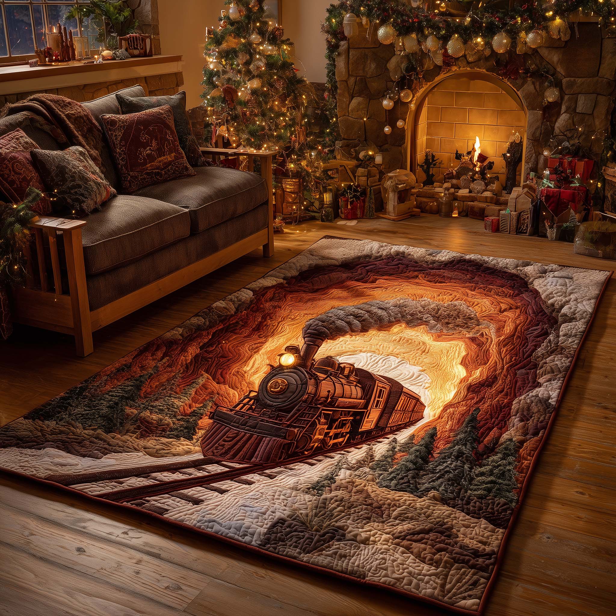 Copper Ember Express Area Rug - Non-Slip Washable 3D Print Rug for Living Room & BedroomTVC2108238