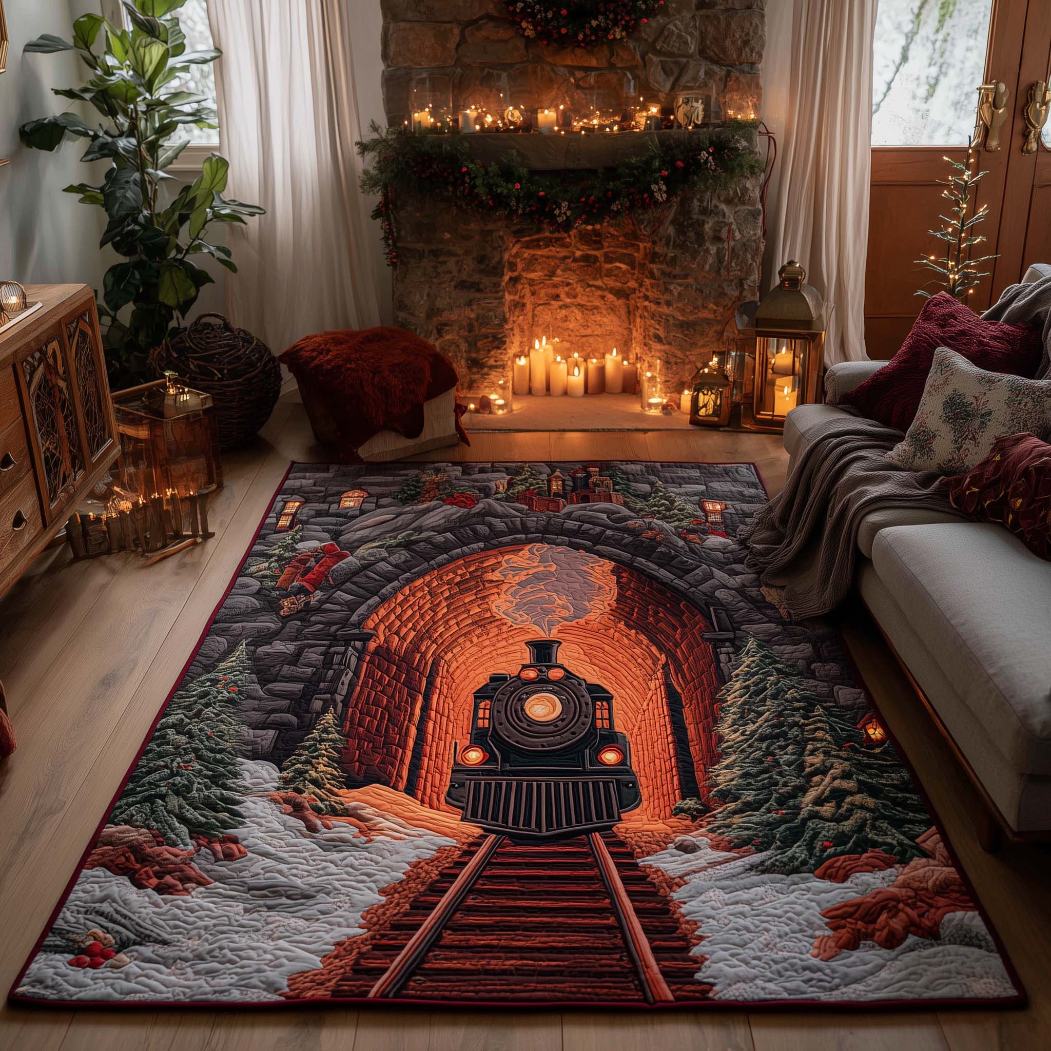 Copper Ember Express Area Rug - Non-Slip Washable 3D Print Rug for Living Room & BedroomTVC2108423