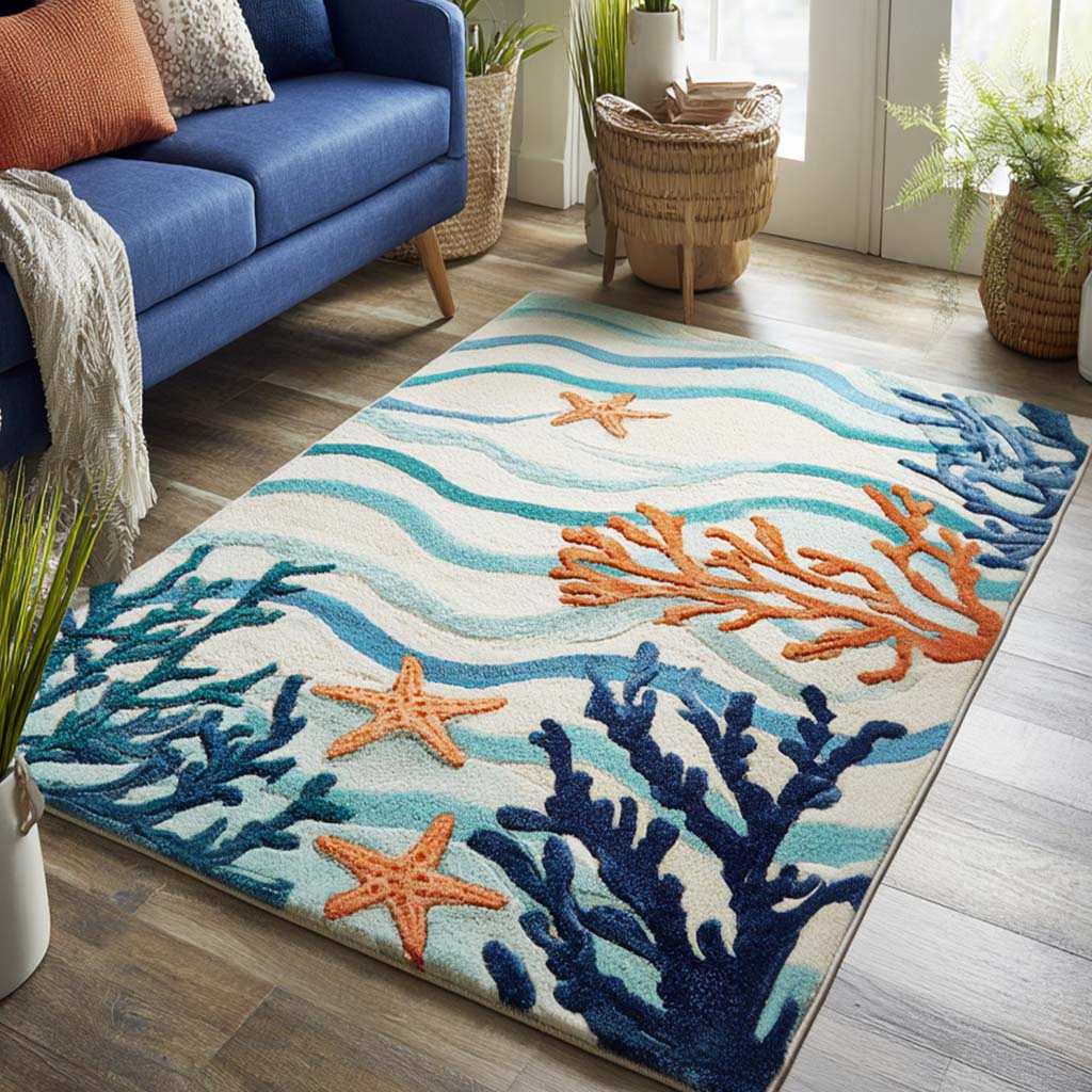 Coral Reef Area Rug - Non-Slip Washable 3D Print Rug for Living Room & BedroomTVC2108342