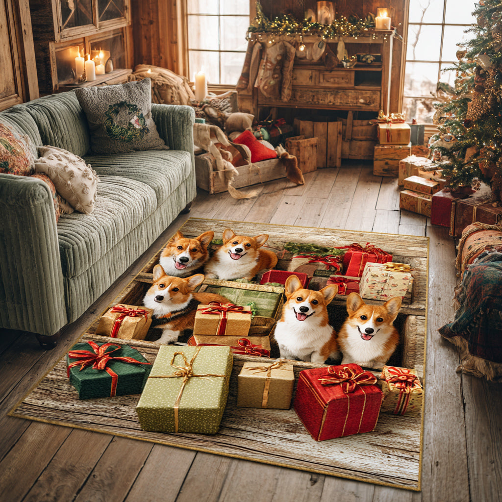 Corgi Cheer Area Rug - Non-Slip Washable 3D Print Rug for Living Room & BedroomTVC2108342
