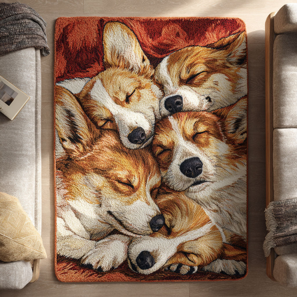 Corgi Cloud Nap Area Rug - Non-Slip Washable 3D Print Rug for Living Room & BedroomTVC2108342