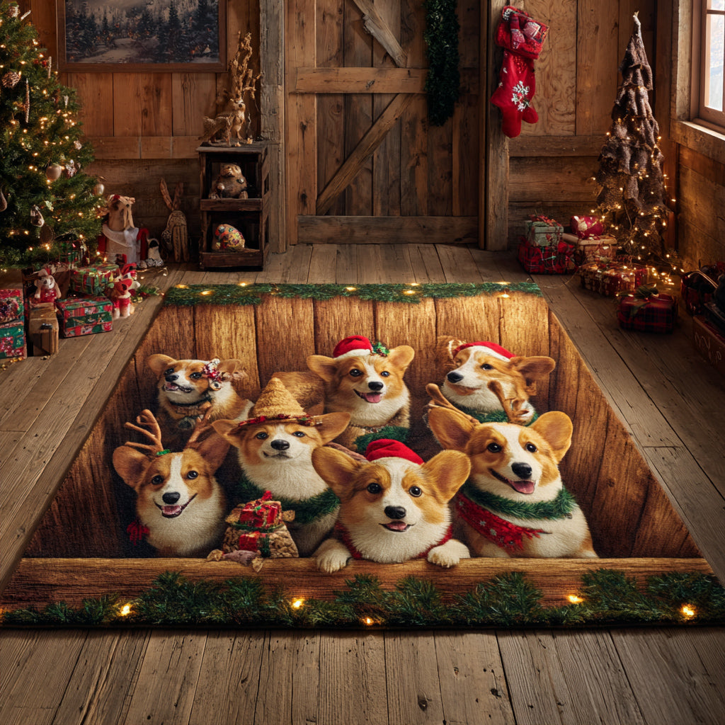 Corgi Delight Area Rug - Non-Slip Washable 3D Print Rug for Living Room & BedroomTVC2108342