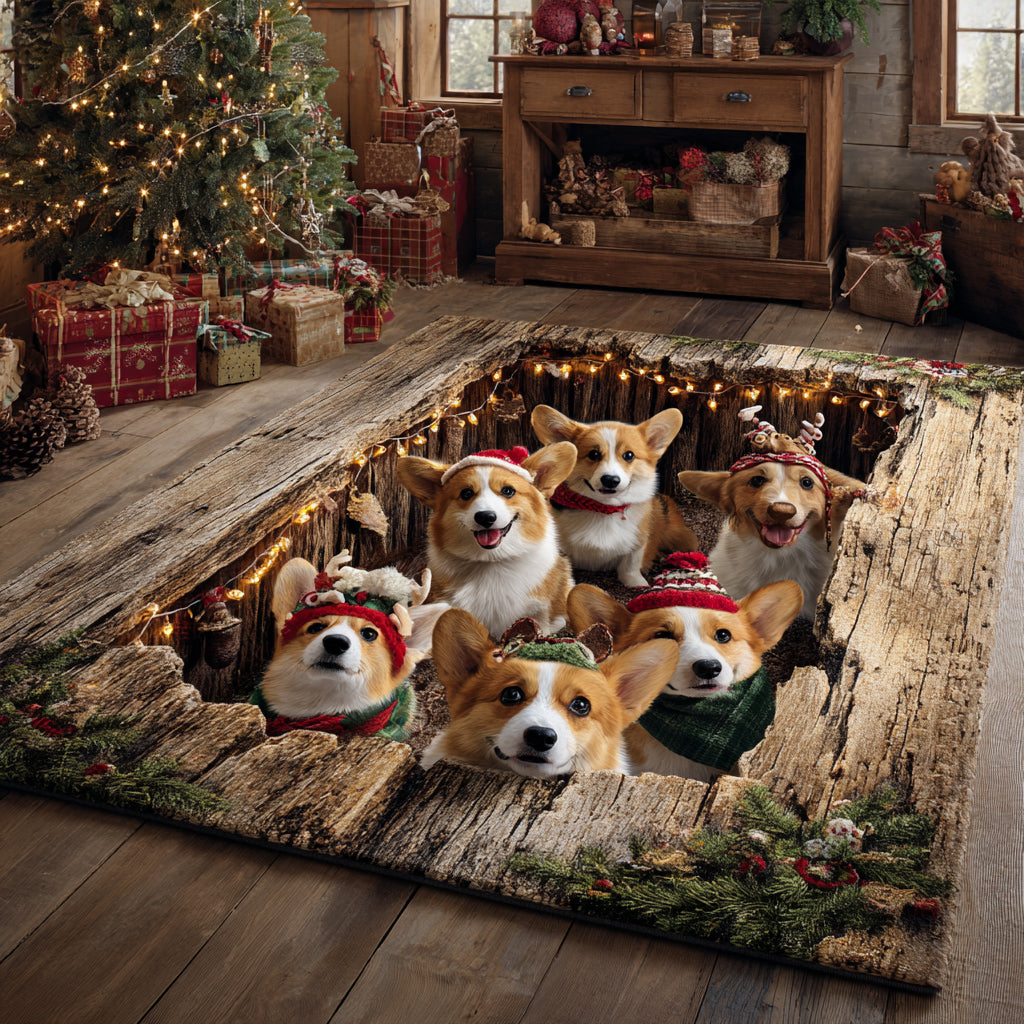Corgi Hearth Area Rug - Non-Slip Washable 3D Print Rug for Living Room & BedroomTVC2108341