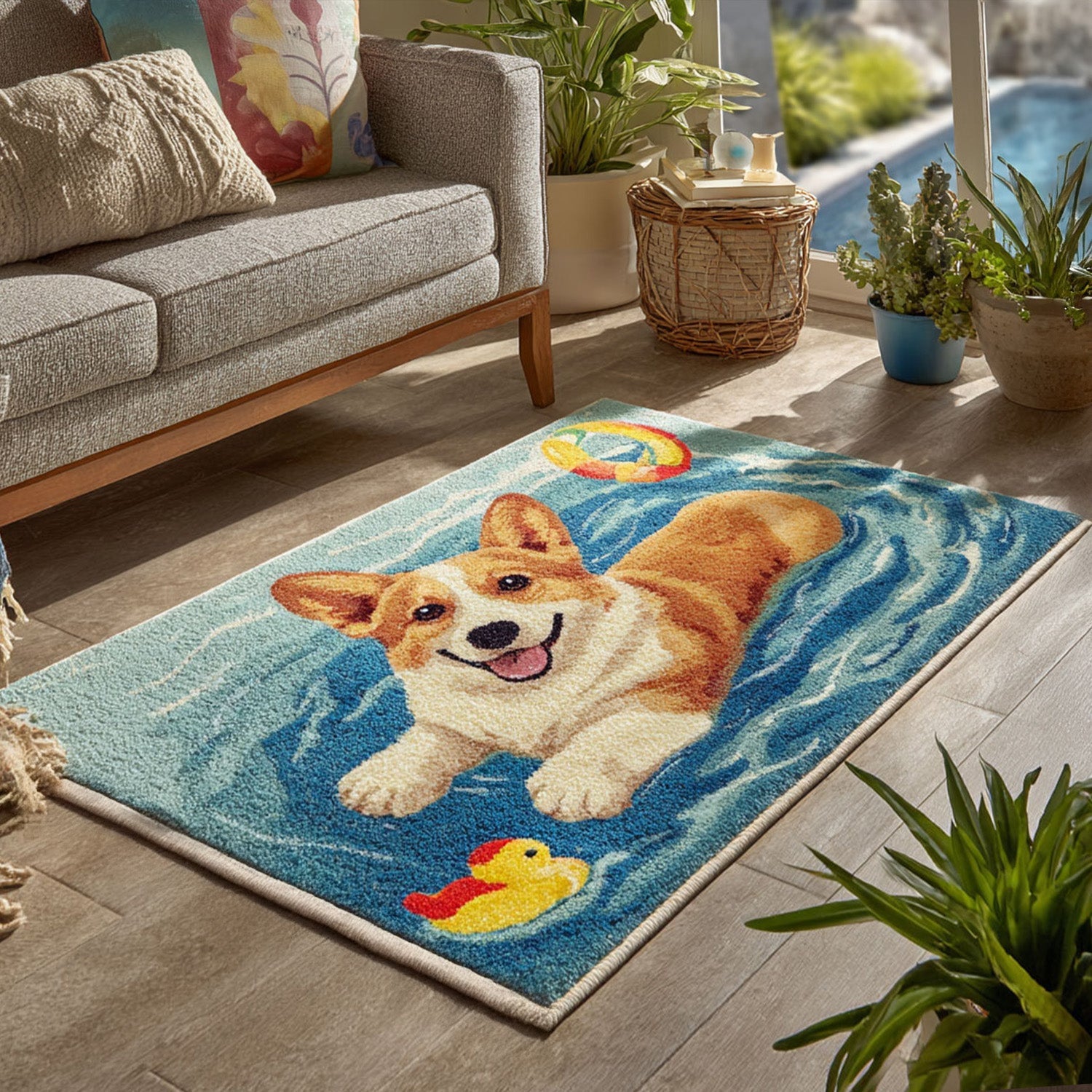 Corgi Paradise Area Rug - Non-Slip Washable 3D Print Rug for Living Room & BedroomTVC2108341