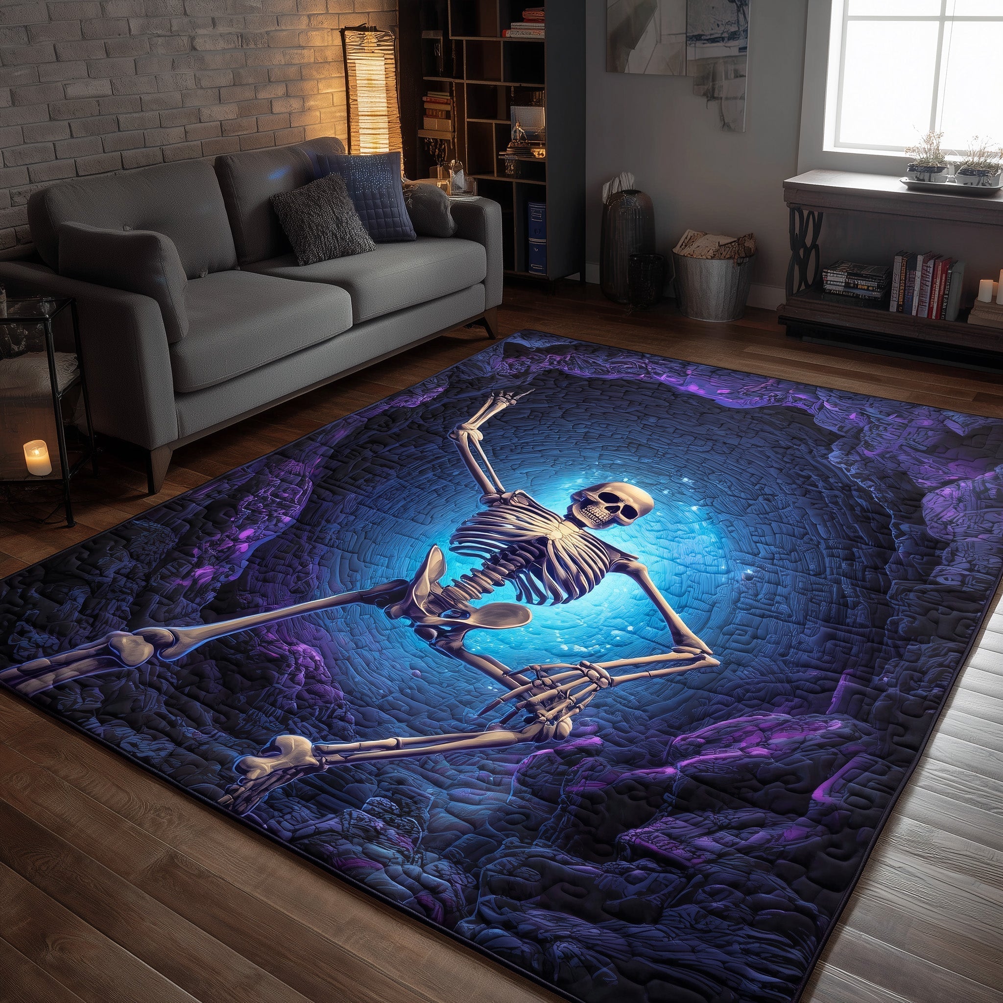 Cosmic Skeleton Halloween Area Rug - Non-Slip Washable 3D Print Rug for Living Room & BedroomTVC2108225